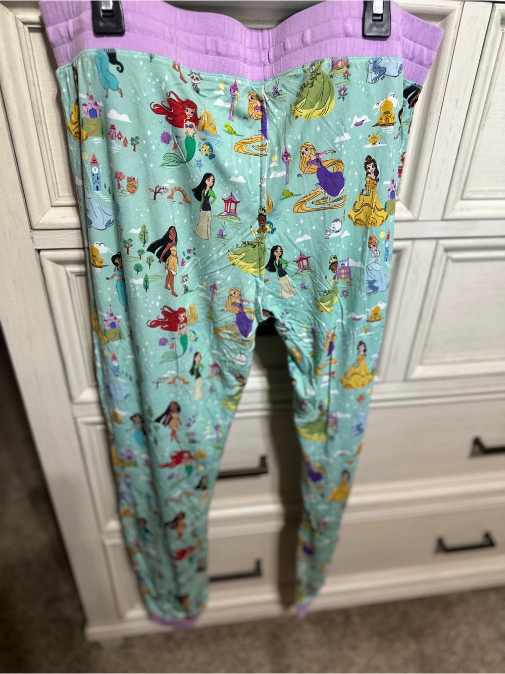 Little Sleepies Mint Princess Print Pajama Bottoms with Lavender Trim - Picture 2 of 4